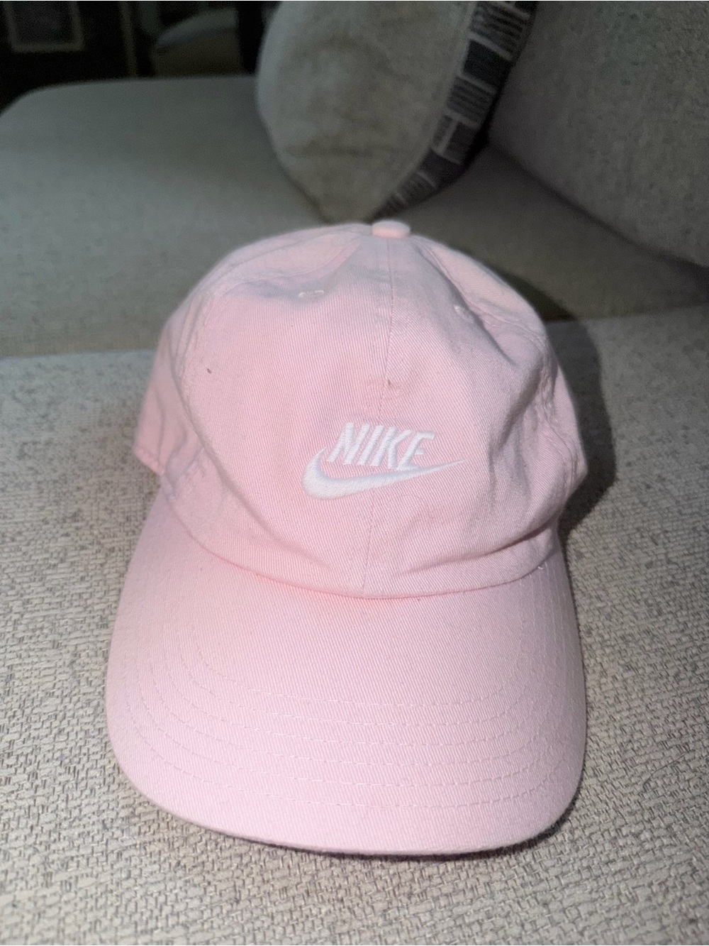 Nike Light Pink Adjustable Canvas Cap with Neon Logo Tab